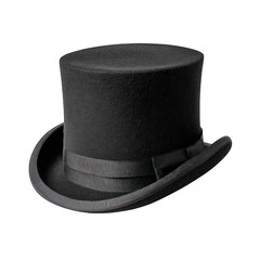 Elegant Black Top Hat Classic Menswear Headwear Isolated transparent on white background