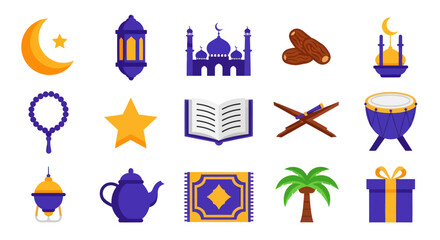 Fototapeta premium Islamic symbols and icons set