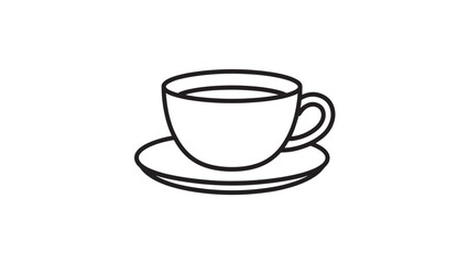 Obraz premium Teacup On Saucer Icon Line Vector Minimalist Tea Drink Symbol