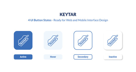 keytar 4-state UI button. Outline icon kit from music and media collection. Thin linear keytar, jazz, sound editable vector. Minimal keytar sign for web and mobile interface © IconArt