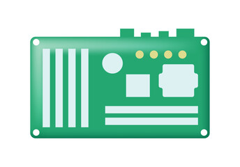 Motherboard. Vector 3D cartoon clip art isolated on white background.