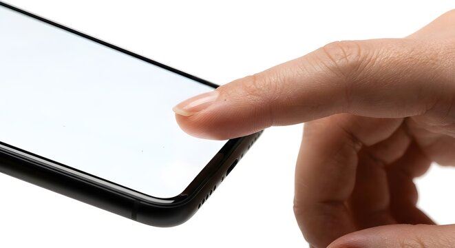 Finger Touching Smartphone Screen Isolated on Transparent Background PNG