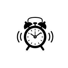 Simple illustration of a black alarm clock icon
