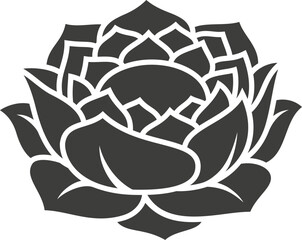 Natural bloom logo. Black petal flower shape