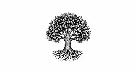 Black and White Illustration of Tree.