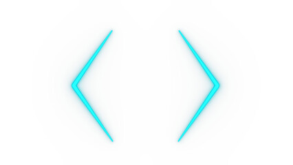 Symmetrical cyan neon chevron arrows and next previous blue arrows on white © Karam