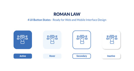 Obraz premium roman law 4-state UI button. Outline icon kit from law and justice collection. Thin linear roman law, roman, law editable vector. Minimal roman law sign for web and mobile interface