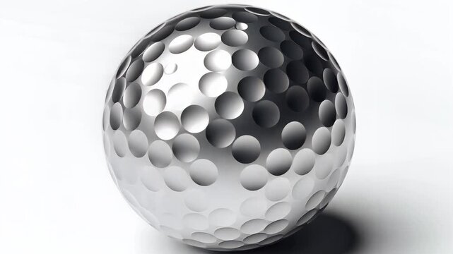 Golf ball with dimpled surface on white background.