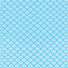 Seamless fish scale pattern vector with soft light blue mermaid scales. Decorative repeating texture inspired by ocean and reptile scales, for textile prints, wallpaper, packaging, kids design. © Bediha Duru Öksüz