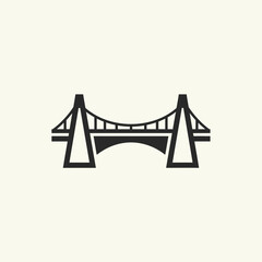 Solid Dark Grey Suspension Bridge Icon - Minimalist Design for Connection, Travel, and Infrastructure Concepts