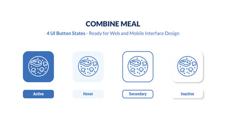 combine meal 4-state UI button. Outline icon kit from bistro and restaurant collection. Thin linear combine meal, meal, food editable vector. Minimal combine meal sign for web and mobile interface