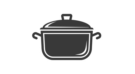 Simple clean flat design icon of a cooking pot with handles and lid representing kitchenware and culinary preparation