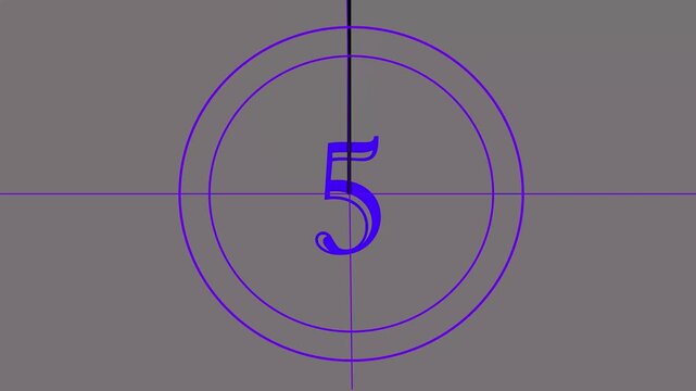 Film countdown leader with blue number 8 and purple circles vintage movie
