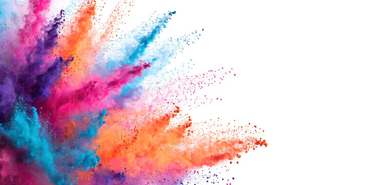 Colorful Powder Explosion PNG Background with Vibrant Holi Color Splash, Abstract Dust Burst for Festival Design, Branding, Poster, Banner, Social Media, Digital Overlay and Print Graphics
