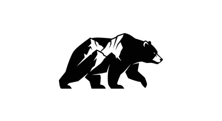 Obraz premium Bear silhouette with mountain logo design
