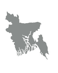 Map of Bangladesh, sign silhouette. World Map Globe. Vector Illustration isolated on white background. Asian continent.
