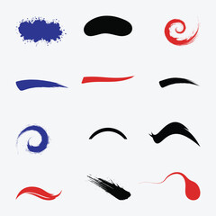 Fototapeta premium Collection of various mustaches and eyebrows in different colors and styles