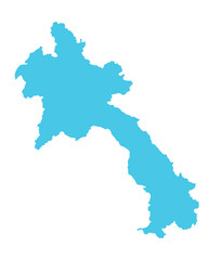 Obraz premium Map of Laos, sign silhouette. World Map Globe. Vector Illustration isolated on white background. Asian continent.