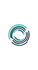 Abstract Geometric Design Featuring Teal and Black Circular Elements Against a White Backdrop