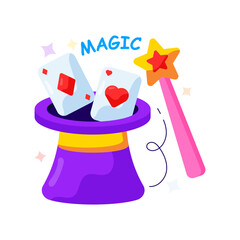 A flat design illustration of magician hat