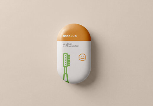 Portable UV Toothbrush Sterilizer Product Packaging Mockup with Editable Background
