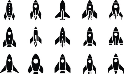 Set of 12 rocket ship icons vector © logodesign11