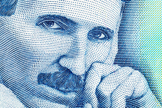 100 Dinars Banknote with portrait of Nikola Tesla. Serbian National Currency. Money of Europe.