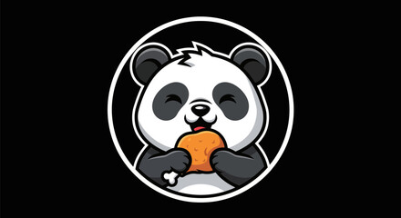 Cartoon panda character eating food © Sastro