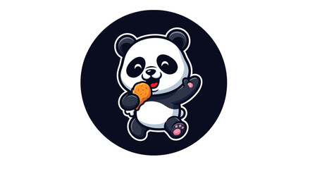 Cartoon panda character eating food © Sastro