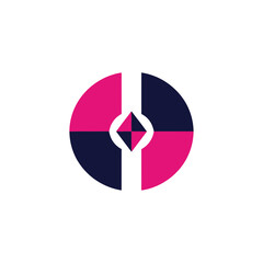 Obraz premium Abstract Geometric Design with Pink and Dark Blue Sections, a Modern Visual Identity