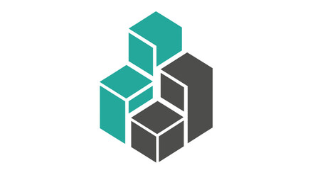 Obraz premium Abstract Geometric Graphic of Interconnected Shapes with Teal and Gray Colors in Harmony