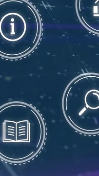 Vertical video: Tech HUD chart and search nodes pulsing as purple scan sweeping, causing analytics