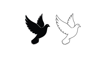 Obraz premium Two birds in flight one dark and one light striking silhouette