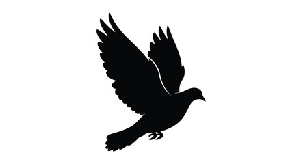 Obraz premium A black silhouette of a bird with wings spread in flight silhouette