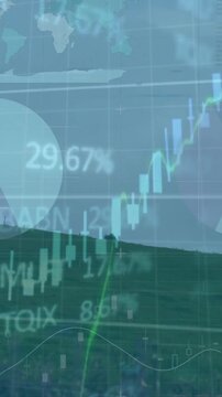 Market feed starting overlay over grassy hill showing candlesticks, percent and tickers for insight