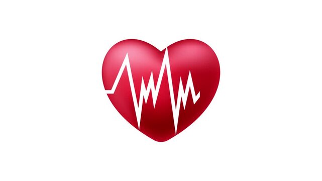 red heart icon animation with heartbeat pulse lines