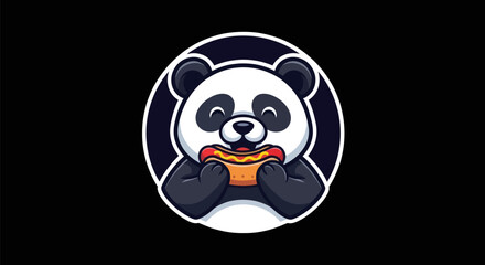 Cartoon panda eating hot dog © yanto