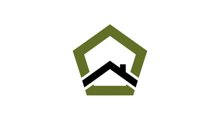 Obraz premium Abstract Pentagonal House Icon Depicting a Modern Residential Property Concept Design