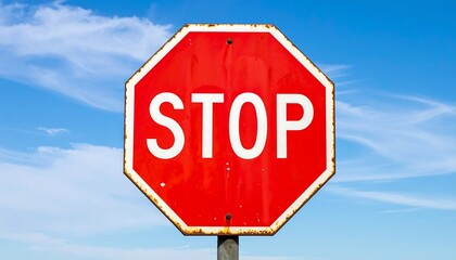 Obraz premium Octagonal red sign with 