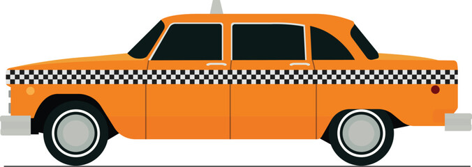 Vintage taxi flat side view illustration