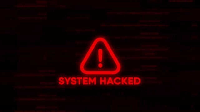 System Hacked Warning Sign Cyber Attack Alert Red Exclamation Mark security breach