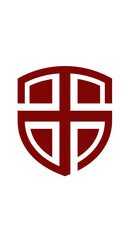 Obraz premium Bold Shield Emblem: Abstract Geometric Design Featuring a Cross Symbol for Diverse Applications