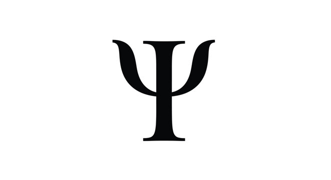 Black psi symbol on white background a distinct graphic silhouette