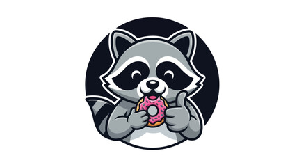 Cartoon raccoon with donut