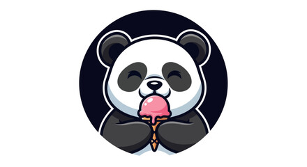 Cartoon panda enjoying ice cream cone © Zero