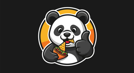 Cartoon panda eating food with thumbs up © Zero