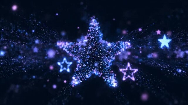 Glowing Stars in Dark Space Background.