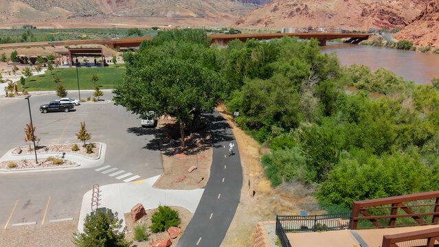 Amazing aerial view of Colorado River in Moab area, Utah