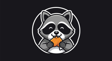 Fototapeta premium Cartoon raccoon eating snack