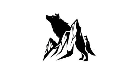 Fototapeta premium Silhouette wolf and mountains